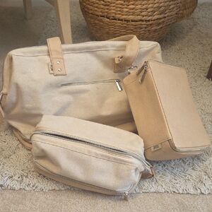 Stylish Tan Canvas Men's Bag Set